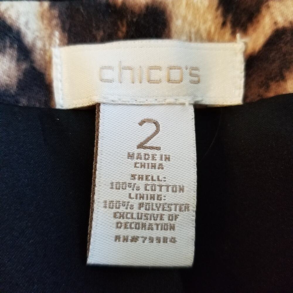 Chico's Women's Leopard Print Jacket Black Tan Brown Size Large - Picture 3 of 8